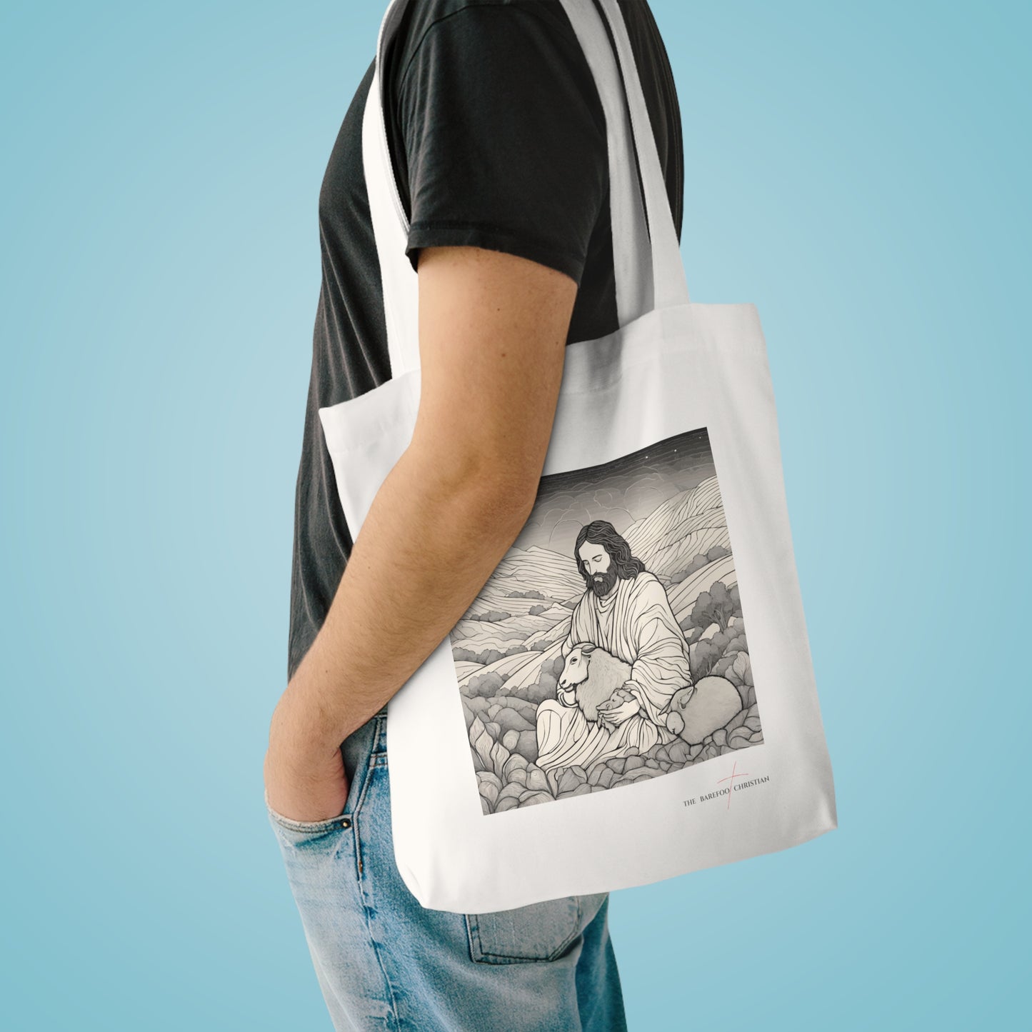 Jesus and the Lost Sheep - Cotton Tote Bag