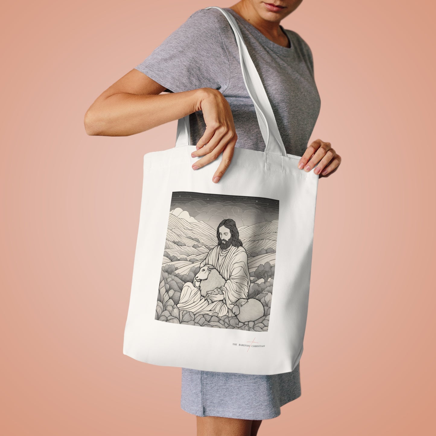Jesus and The Lost Sheep - Cotton Tote Bag